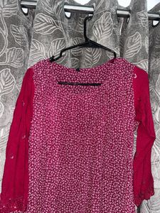 Maroon Floral Kurta
