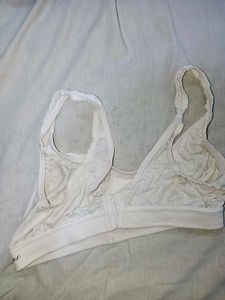 White Worn Off Sports Bra