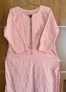 Peach Striped Kurti with Detail