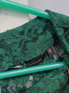 Flare Hand Green Lacy Top