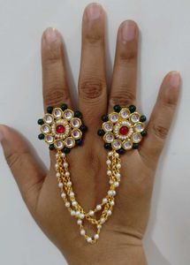 Statement Kundan Slave Bracelet Ring
