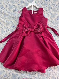 Hopscotch Pink Frock Sleevess For 2-4 Year