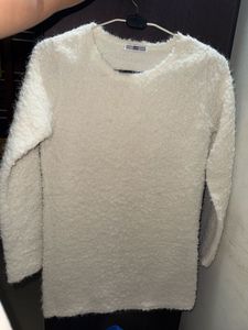 Cream Textured Knit Sweater