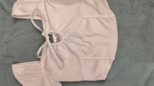 Ribbed Tie-Front Long Sleeve Top