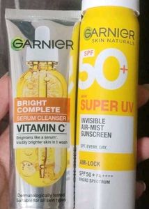 Garnier Vitamin C Serum facewash & SPF50 Sunscreen