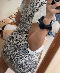 Elegant Black & White Print Dress