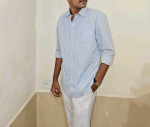 Trendy Bluish Striped Shirt For Mens
