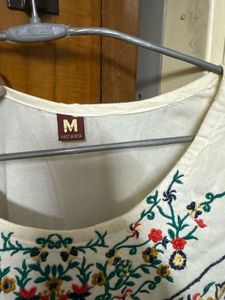 Embroidered White Dress