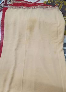 Cream Nd Red Saree