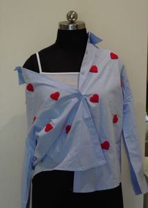 Heart Applique Oversized Shirt