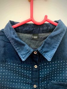 Denim Polka Dot Top