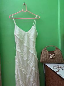 White Ruffle Maxi Dress