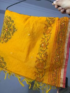 Elegant Mustard Yellow Cotton Suit Set with Dupatt