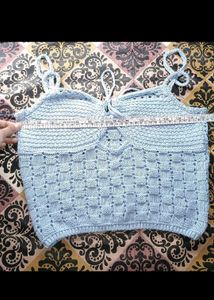 Zara Blue Corset Top Adjustable Sleeves