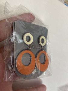 Orange Circle Drop Earrings