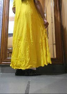 Yellow  aline frock Dress 3xl linen cotton shoulde