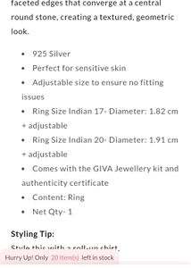 GIVA Mens Silver  💍 ring