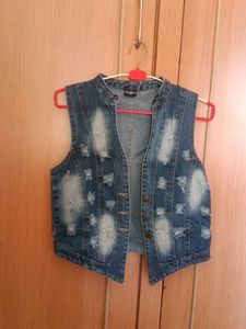 Stylish Half Denim Jacket For Girls
