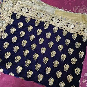 Elegant Blue Velvet Dress Material