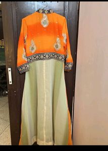 Orange Embellished Kurta Set