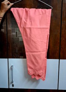 Peach Embroidered Kurta Set With Pant