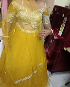 Yellow Sequin Lehenga Choli
