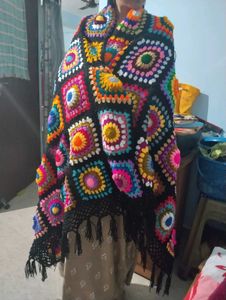 Colorful Crochet Granny Square Shawl