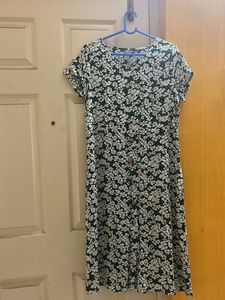 Beautiful Bottle Green Floral Aline Dress