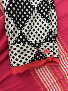 Printed Black &amp; White short Kurta