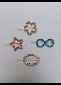 Korean Fancy Bling Hair Clips Set 4