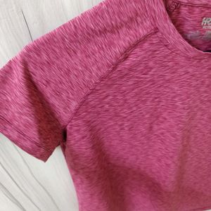 HRX Women Maroon Solid Rapid Dry Running T Shirt
