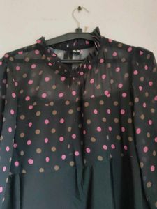 Polka Dot Sheer Sleeve Dress