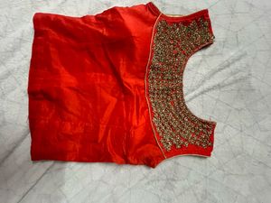 Red Embellished Saree Blouse