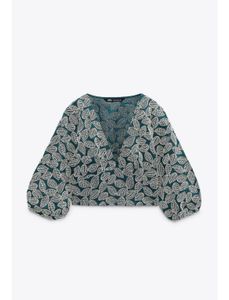 Zara Leaf Embroidered Top