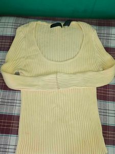 Yellow Ribbed Knit Top