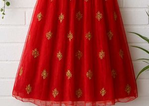 Red Embroidered Girls Dress