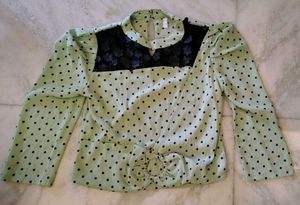 Mint Green Top With Black Lace Design