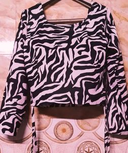 Zebra Print Tie Crop Top