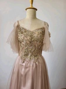 Cold Shoulder Net Gown