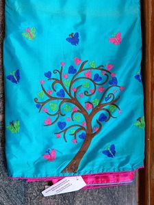 Embroidery Dark Sea Green And Blue Colour Saree