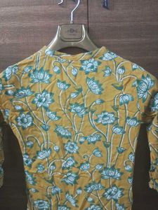 Max Mustard Floral Print Kurta