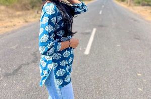 Blue Printed Tunic Top