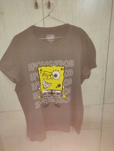 SpongeBob Graphic Oversized Tee – Grey