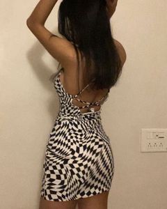 Checkered Bodycon Mini Dress