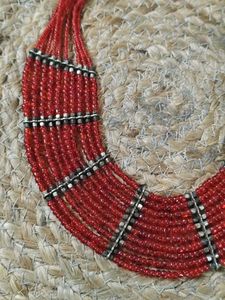 Vintage Brass And Glass Beads Necklace