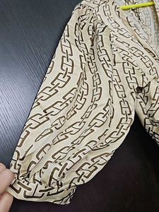 Geometric Printed V Neck Fit N Flare Dress
