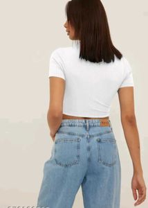 Casual cap Sleeves white collar top for women Size