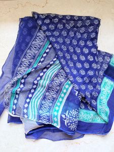 Unused Pure Chiffon Block Print Saree