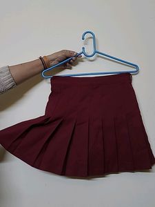 Korean Imported Pleated Tennis Mini Skirt Maroon