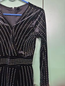 Velvet Black Rhinestone Dress